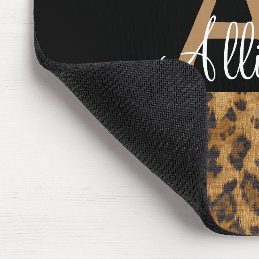 Leopard Monogram Anfangsbuchstabe A Computer Mousepad (Ecke)