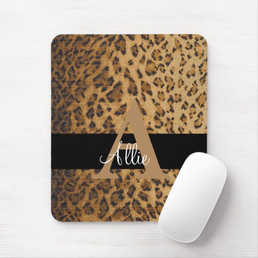 Leopard Monogram Anfangsbuchstabe A Computer Mousepad (Mit Mouse)