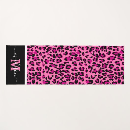 Leopard-Monogramm für Tiere rosa Yogamatte (Vorderseite (Horizontal))