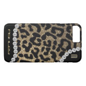 Leopard-Monogramm-Glitzer Case-Mate iPhone Hülle (Rückseite (Horizontal))