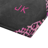 Leopard-Monogramm, Schwarz und Heiß-Rosa Schneidebrett (Ecke)