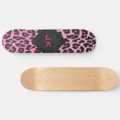 Leopard-Monogramm, Schwarz und Heiß-Rosa Skateboard (Horizontal)