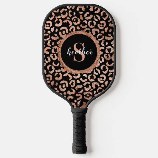 Leopard-Monogramm-Tierdruck Pickleball Schläger (Vorderseite)