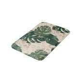 Leopard Monstera: Jungle Print Vintag. Badematte (Schrägansicht)