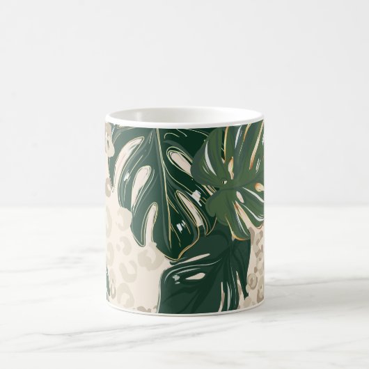 Leopard Monstera: Jungle Print Vintag. Kaffeetasse (Mittel)