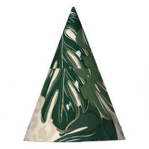 Leopard Monstera: Jungle Print Vintag. Partyhütchen