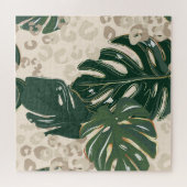 Leopard Monstera: Jungle Print Vintag. Puzzle (Horizontal)