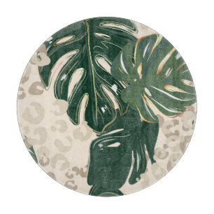 Leopard Monstera: Jungle Print Vintag. Schneidebrett
