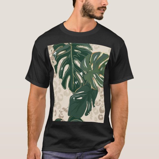 Leopard Monstera: Jungle Print Vintag. T-Shirt (Vorderseite)