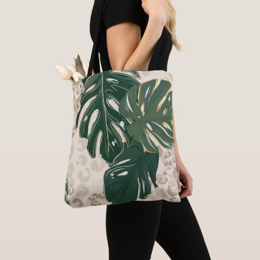 Leopard Monstera: Jungle Print Vintag. Tasche (Von Nahem)