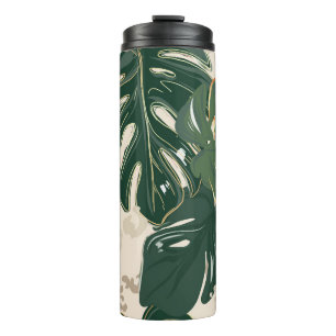 Leopard Monstera: Jungle Print Vintag. Thermosbecher