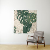 Leopard Monstera: Jungle Print Vintag. Wandteppich (Beispiel)