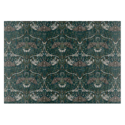 Leopard Moth und Honeysuckle Botanisch Vintag Schneidebrett (Vorderseite)