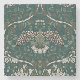 Leopard Moth und Honeysuckle Botanisch Vintag Steinuntersetzer