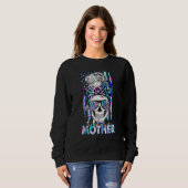 Leopard Müde als Mama Skull American Flag Mutter' Sweatshirt (Vorne ganz)