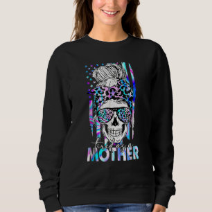 Leopard Müde als Mama Skull American Flag Mutter' Sweatshirt