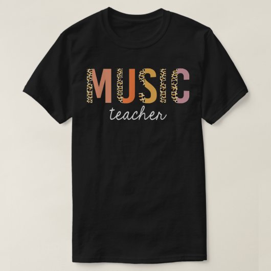 Leopard Music Teacher Cute Back To School Supplies T-Shirt (Design vorne)