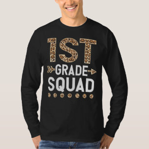 Leopard Muster 1st Grade Squad Girl Boy Kinder Stu T-Shirt