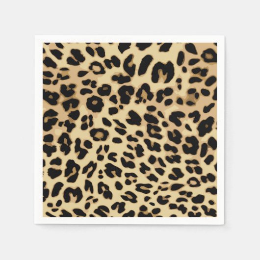 Leopard Muster Animal Print Black/Gold Serviette (Vorderseite)