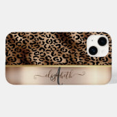 Leopard Muster Black Bronze Monogram Case-Mate iPhone Hülle (Rückseite (Horizontal))