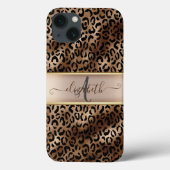 Leopard Muster Black Bronze Monogram Case-Mate iPhone Hülle (Rückseite)