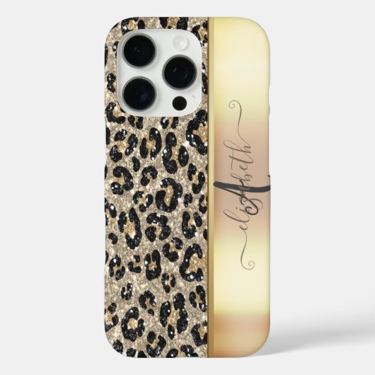 Leopard Muster Black Bronze Monogram Case-Mate iPhone Hülle (Rückseite)