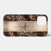 Leopard Muster Black Bronze Monogram Case-Mate iPhone Hülle (Rückseite (Horizontal))