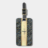 Leopard Muster Black Bronze Monogram Gepäckanhänger (Vorderseite vertikal)