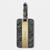 Leopard Muster Black Bronze Monogram Gepäckanhänger (Rückseite vertikal)