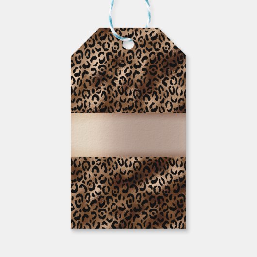 Leopard Muster Black Bronze Monogram Geschenkanhänger (Rückseite)