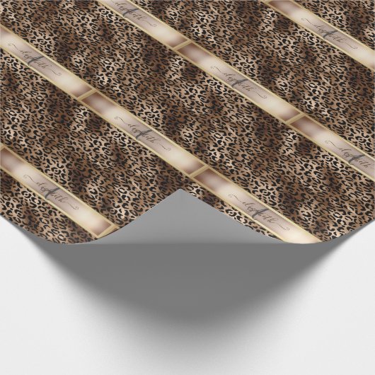 Leopard Muster Black Bronze Monogram Geschenkpapier (Ecke)