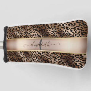Leopard Muster Black Bronze Monogram Golf Headcover