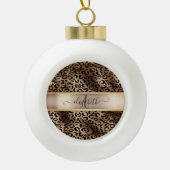 Leopard Muster Black Bronze Monogram Keramik Kugel-Ornament (Vorderseite)