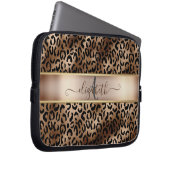Leopard Muster Black Bronze Monogram Laptopschutzhülle (Vorne Rechts)