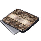 Leopard Muster Black Bronze Monogram Laptopschutzhülle (Vorne Knopf)