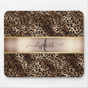Leopard Muster Black Bronze Monogram Mousepad