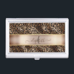 Leopard Muster Black Bronze Monogram Visitenkarten Dose<br><div class="desc">Elegantes Leopardenmuster auf Schwarz und Bronze mit Ihrem Monogramm. Die perfekte romantische Geschenkidee. Klicken Sie auf die Schaltfläche Anpassen,  um die Schriftart zu ändern,  Text zu verschieben und das Design weiter anzupassen.</div>