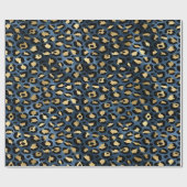 Leopard Muster Blue Gold Geschenkpapier (Flach)