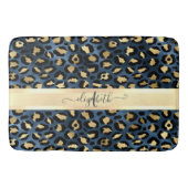 Leopard Muster Blue Gold Monogram Badematte (Vorderseite)