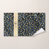 Leopard Muster Blue Gold Monogram Badhandtuch Set (Handtuch)