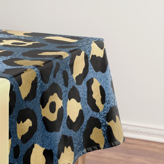 Leopard Muster Blue Gold Monogram Tischdecke (Beispiel)