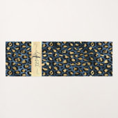 Leopard Muster Blue Gold Monogram Yogamatte (Rückseite (Horizontal))