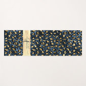 Leopard Muster Blue Gold Monogram Yogamatte (Vorderseite (Horizontal))