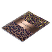 Leopard Muster braun schwarz goldene Bronze metall Notizblock (Linke Seite)
