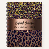 Leopard Muster braun schwarz goldene Bronze metall Notizblock (Vorderseite)