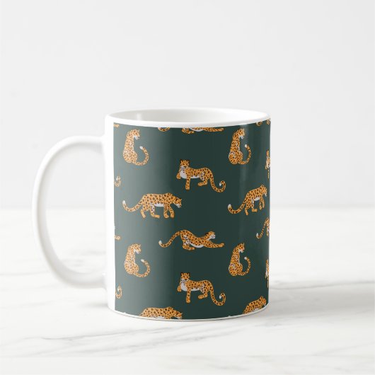 Leopard Muster flache Farbe nahtlose Design-Illust Kaffeetasse (Links)