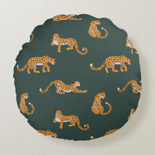 Leopard Muster flache Farbe nahtlose Design-Illust Rundes Kissen