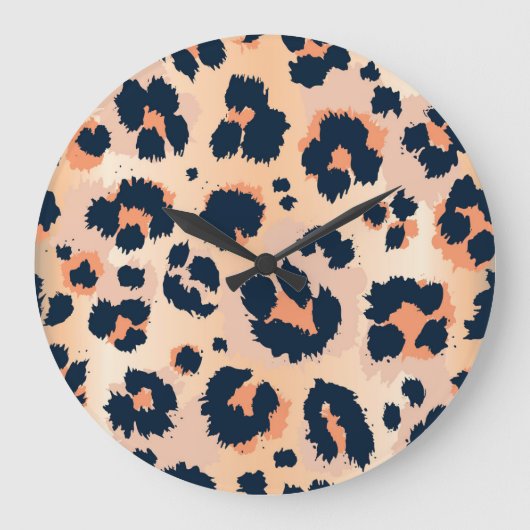 Leopard Muster: Funny Seamless Design Große Wanduhr (Vorderseite)