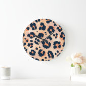 Leopard Muster: Funny Seamless Design Große Wanduhr (Zuhause)