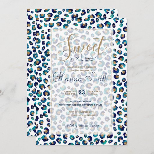 Leopard-Muster für Blue Gold Glitzer (Vorne/Hinten)